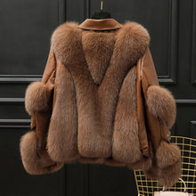 Load image into Gallery viewer, Women Real Leather Jacket Fox Fur Coats Winter Fashion Thick Warm
