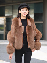 Load image into Gallery viewer, Women Real Leather Jacket Fox Fur Coats Winter Fashion Thick Warm