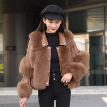 Load image into Gallery viewer, Women Real Leather Jacket Fox Fur Coats Winter Fashion Thick Warm