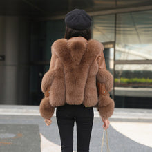 Load image into Gallery viewer, Women Real Leather Jacket Fox Fur Coats Winter Fashion Thick Warm