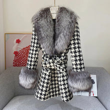 Load image into Gallery viewer, Women Winter New Wool Coat Fox Sleeve Long Real Fox Fur Jacket Warm Overcoat