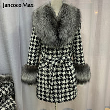 Load image into Gallery viewer, Women Winter New Wool Coat Fox Sleeve Long Real Fox Fur Jacket Warm Overcoat