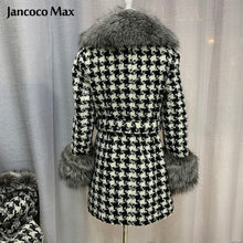 Load image into Gallery viewer, Women Winter New Wool Coat Fox Sleeve Long Real Fox Fur Jacket Warm Overcoat