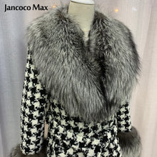 Load image into Gallery viewer, Women Winter New Wool Coat Fox Sleeve Long Real Fox Fur Jacket Warm Overcoat