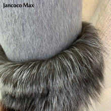 Load image into Gallery viewer, Women Fashion Fur Coat Silver Fox Collar Wool Coats Winter Long Jackets
