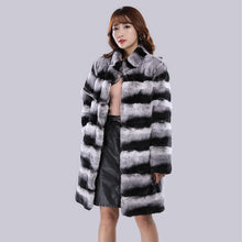 Load image into Gallery viewer, Women's Fashion Rex Rabbit Fur Long Coats Luxury Chinchilla Overcoats