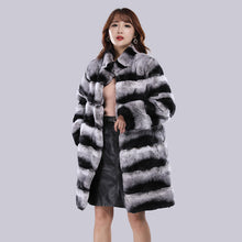 Load image into Gallery viewer, Women's Fashion Rex Rabbit Fur Long Coats Luxury Chinchilla Overcoats
