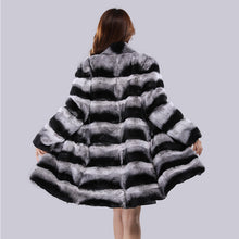 Load image into Gallery viewer, Women's Fashion Rex Rabbit Fur Long Coats Luxury Chinchilla Overcoats