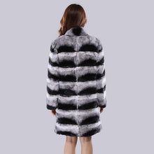 Load image into Gallery viewer, Women's Fashion Rex Rabbit Fur Long Coats Luxury Chinchilla Overcoats