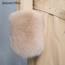 Load image into Gallery viewer, Women Fashion Long Leather Jackets Winter Real Fox Fur Windbreaker