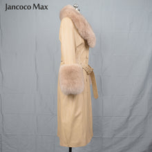 Load image into Gallery viewer, Women Fashion Long Leather Jackets Winter Real Fox Fur Windbreaker
