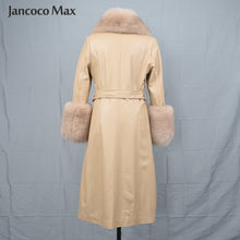 Load image into Gallery viewer, Women Fashion Long Leather Jackets Winter Real Fox Fur Windbreaker