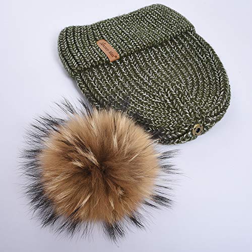 Womens Winter Hat Pom Pom Beanie Knitted Hat Fur Ball Hat Caps
