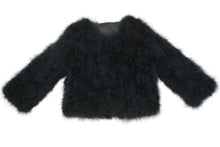 Load image into Gallery viewer, Women Real Ostrich Fur Coat Genuine Feather Winter Jacket Overcoat Long Sleeves Black