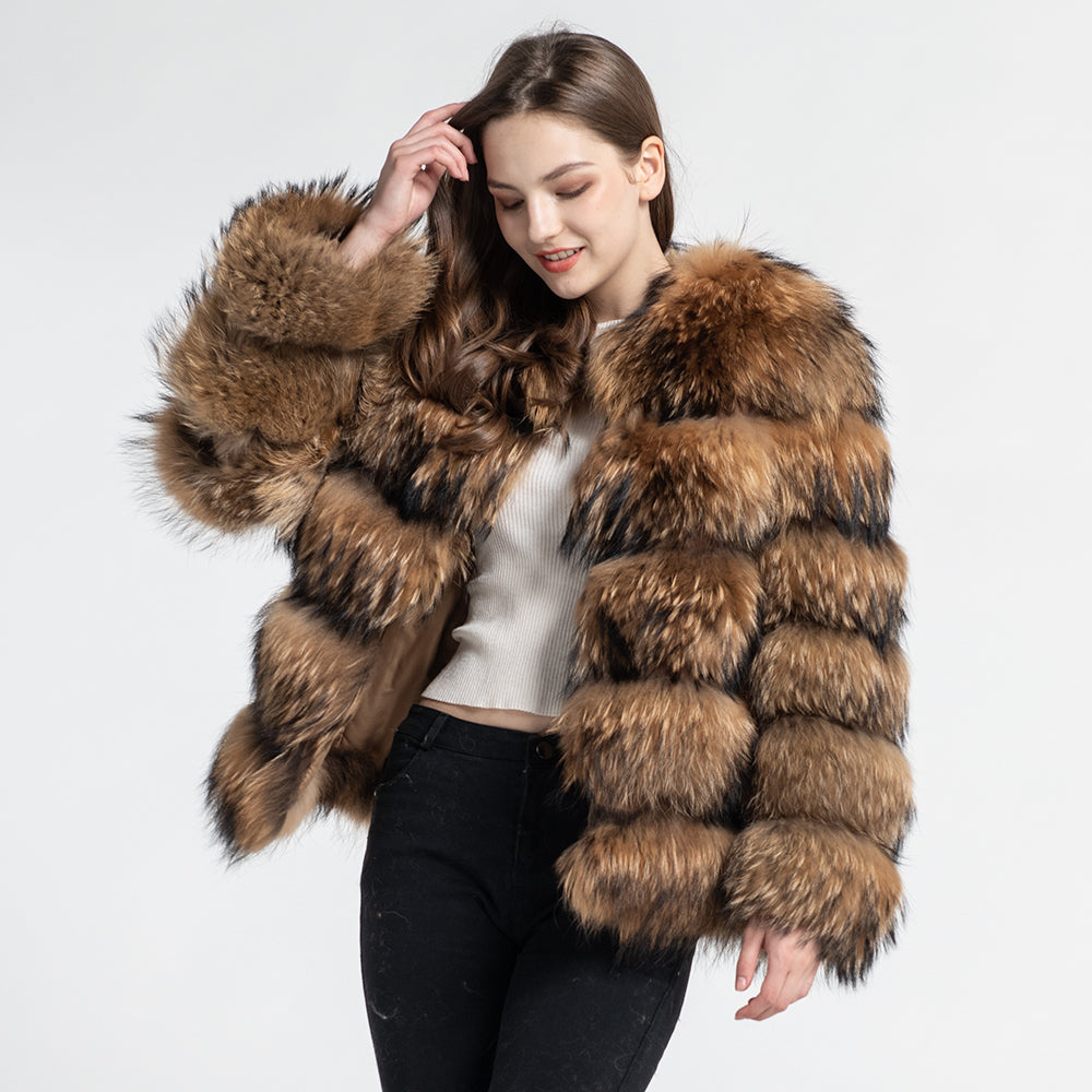 Fox Fur Jacket  Women's Real Fox Fur Jacket