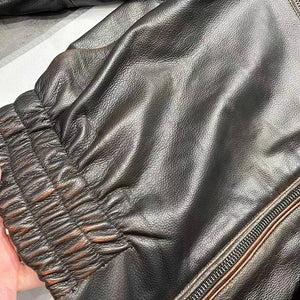 Women Distress Genuine Leather Jacket Spring New Style Vintage Cowhide Leather Jacket