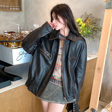 Load image into Gallery viewer, Women Distress Genuine Leather Jacket Spring New Style Vintage Cowhide Leather Jacket