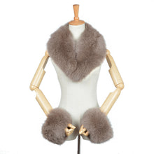 Load image into Gallery viewer, Real Fox Fur Collar Cuffs Women Winter Magnetic Dark Camel Scarf