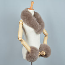 Load image into Gallery viewer, Real Fox Fur Collar Cuffs Women Winter Magnetic Dark Camel Scarf