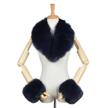 Load image into Gallery viewer, Women Real Fox Fur Collar Cuffs  Winter Fashion Magnetic Navy Scarf