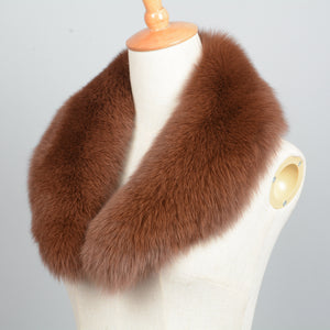 Real Fox Fur Solid Jacket Coat Shawls Warm Dark Camel Collar