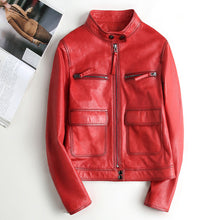 Load image into Gallery viewer, Women Real Leather Jacket Autumn Cool Style Short Motorcycle Jacket Genuine Sheepskin Classic Jackets CL4010