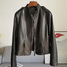 Load image into Gallery viewer, 2022 Spring Leather Jackets Women Fashion Motorcycle Sheepskin Coat Lady Autumn Biker Jacket Black Full Sleeve CL4004