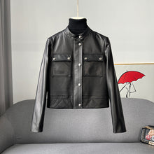 Load image into Gallery viewer, Women&#39;s Black Leather Jackets New Spring Autumn Rivet Biker Genuine Sheepskin Coats Fashion Streetwear CL4012