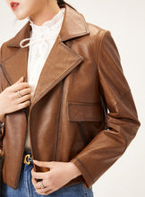 Load image into Gallery viewer, Women Spring Genuine Vegetable Tanned Leather Jackets Lady Retro Sheepskin Coats Female Vintage Jacket Autumn Clothes CL4018