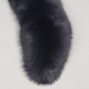 Women Real Fox Fur Collar Cuffs  Winter Fashion Magnetic Navy Scarf