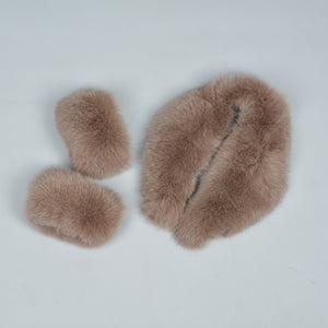 Real Fox Fur Collar Cuffs Women Winter Magnetic Dark Camel Scarf