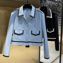 Load image into Gallery viewer, Women&#39;s Genuine Sheepskin Leather Jackets Lady Turn Down Collar Leather Coats Rivet Motorcycle Biker Jackets TF4801