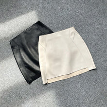 Load image into Gallery viewer, Lady Leather Sheepskin Skirt Solid Simple Front Rear Asymmetric Design Hip Wrap Short Dress 2022 Autumn Winter New TF4795