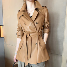 Load image into Gallery viewer, Genuine Sheepskin Leather Jacket Women Autumn Winter Trench Coat Mide Length Streetwear Leather Coat CL4873