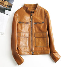 Load image into Gallery viewer, Women Real Leather Jacket Autumn Cool Style Short Motorcycle Jacket Genuine Sheepskin Classic Jackets CL4010