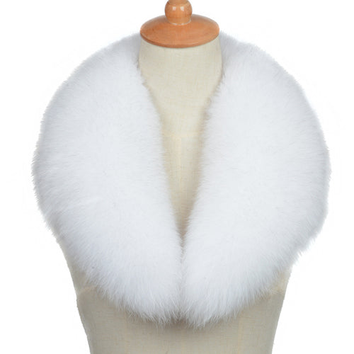 Winter Real Fox Fur Natural White Collar Women & Men Spring Shawl