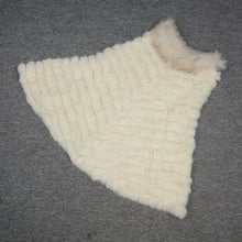 Load image into Gallery viewer, Real Rabbit Knitted Fur Poncho Winter Warm Cape Beige