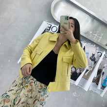 Load image into Gallery viewer, Real Leather Jackets Lady Fashion Trend Women Bomber Coats Genuine Sheepskin Biker Jacket Pocket Zipper ZM4047