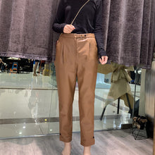 Load image into Gallery viewer, Women Leather Pants Solid High Waist Slim Pencil Pants Leather Sheepskin Trousers 2022 New BJ3954