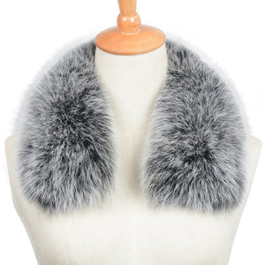 Real Fox Fur Women Fashion Collar Black Frosted Neckwear