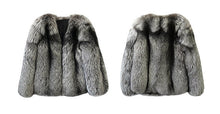 Load image into Gallery viewer, Women Silver Fox Fur Coat V-neck Luxury Full Fur Overcoat Long Sleeve Warm 2022 New Winter 4905