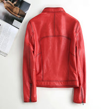 Load image into Gallery viewer, Women Real Leather Jacket Autumn Cool Style Short Motorcycle Jacket Genuine Sheepskin Classic Jackets CL4010