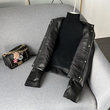 Load image into Gallery viewer, Women&#39;s Black Leather Jackets New Spring Autumn Rivet Biker Genuine Sheepskin Coats Fashion Streetwear CL4012
