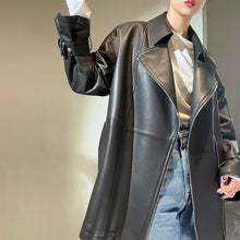 Load image into Gallery viewer, 2022 New Style Genuine Sheepskin Leather Jacket Luxury Real Leather Coat Oversize With Belt CL4871