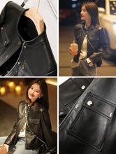 Load image into Gallery viewer, Women&#39;s Black Leather Jackets New Spring Autumn Rivet Biker Genuine Sheepskin Coats Fashion Streetwear CL4012