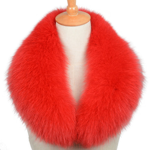 Long Real Fox Fur Collar Scarf Spring Winter Warm Red Jacket Coat Shawls