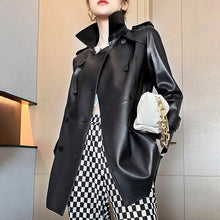Load image into Gallery viewer, Genuine Sheepskin Leather Jacket Women Autumn Winter Trench Coat Mide Length Streetwear Leather Coat CL4873
