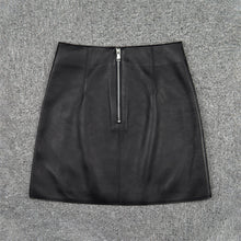 Load image into Gallery viewer, Lady Leather Sheepskin Skirt Solid Simple Front Rear Asymmetric Design Hip Wrap Short Dress 2022 Autumn Winter New TF4795