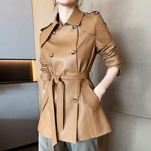 Load image into Gallery viewer, Genuine Sheepskin Leather Jacket Women Autumn Winter Trench Coat Mide Length Streetwear Leather Coat CL4873