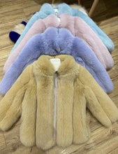 Load image into Gallery viewer, Ladies Fox Fur Coat 2022 New Long Sleeve Stand Collar Fluffy Fur Luxury Overcoat Mid Length Warm Winter 4918